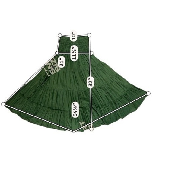 Green Smocked Convertible Maxi Skirt Strapless Dress Boho Small Medium - Picture 7 of 7